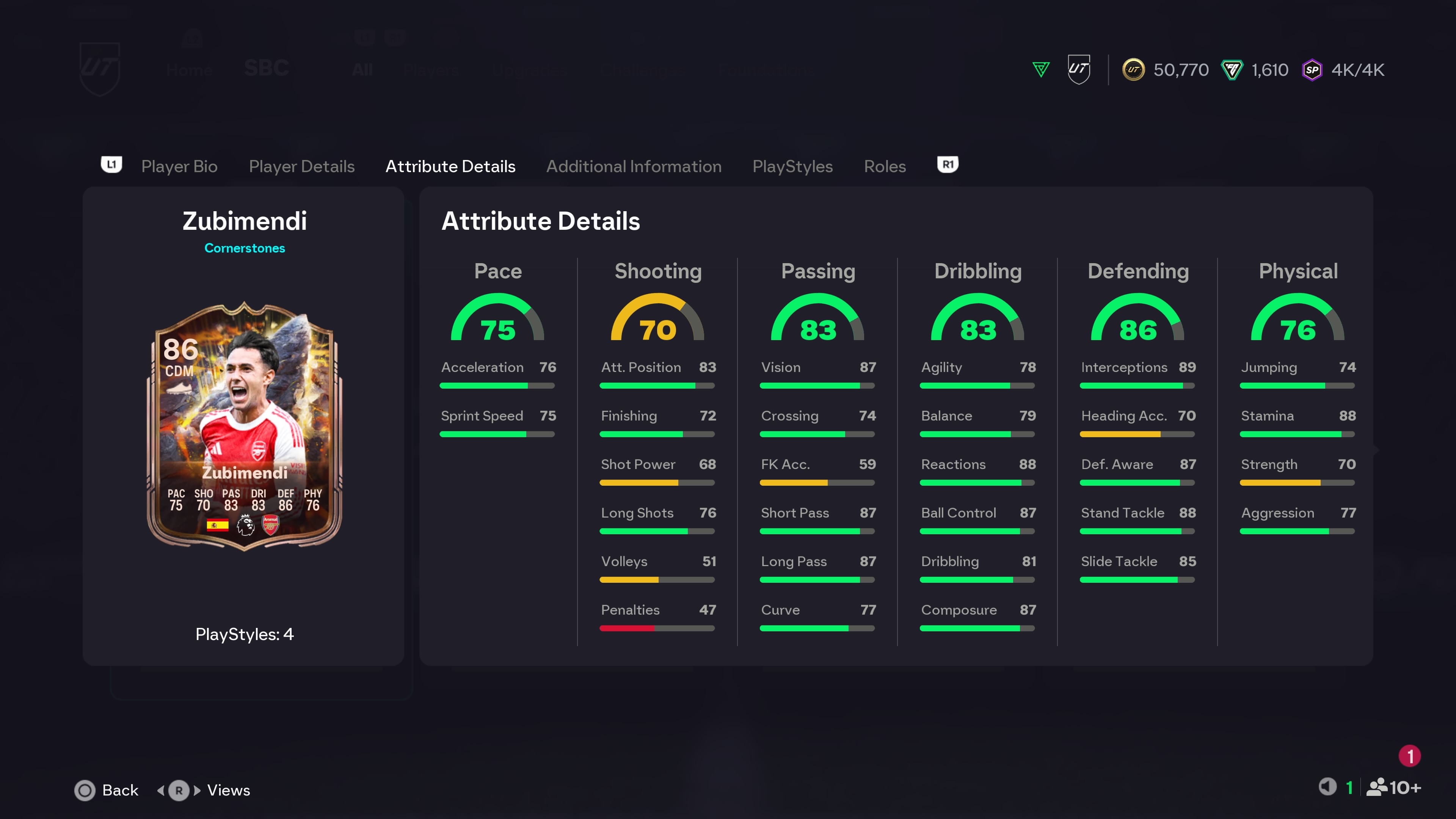 FC 26 Cornerstones ratings for the Martin Zubimendi SBC