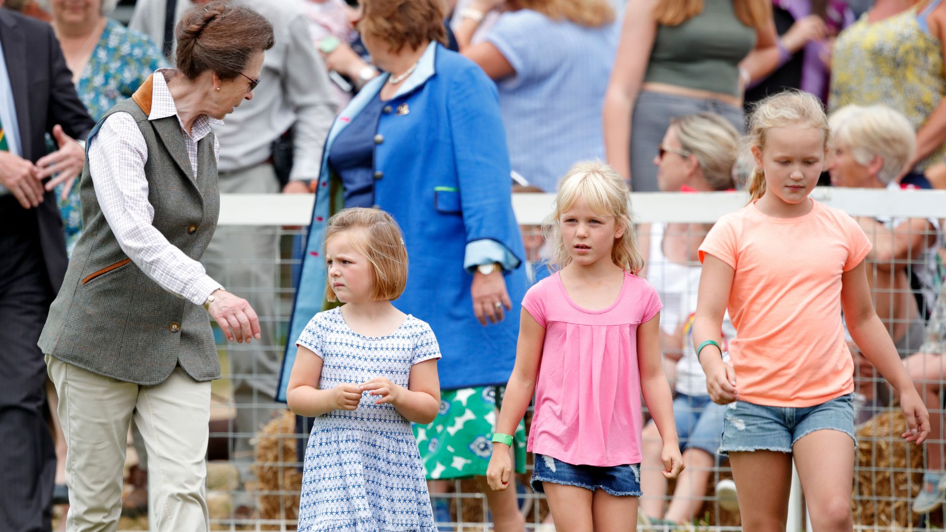 Princess Anne and granddaughters Mia Tindall, Isla Phillips and Savannah Phillips attend Festival of British Eventing at Gatcombe Park in 2019