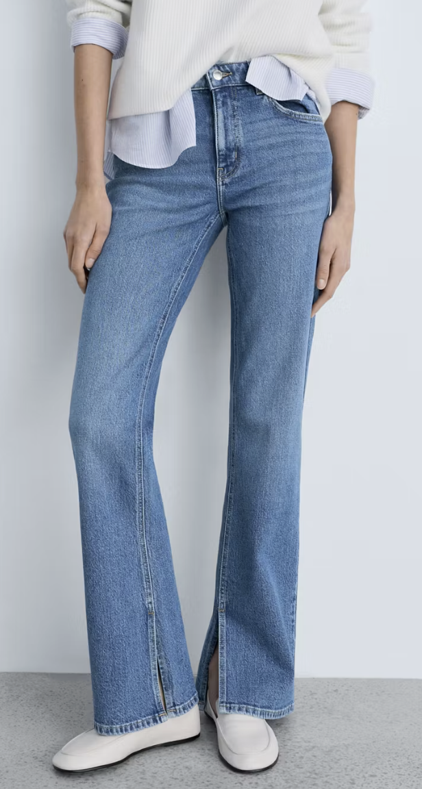 Mango Outlet, Medium-Rise Straight Jeans with Slits