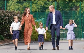 The Wales family of five on the kids' first day at Lambrook School