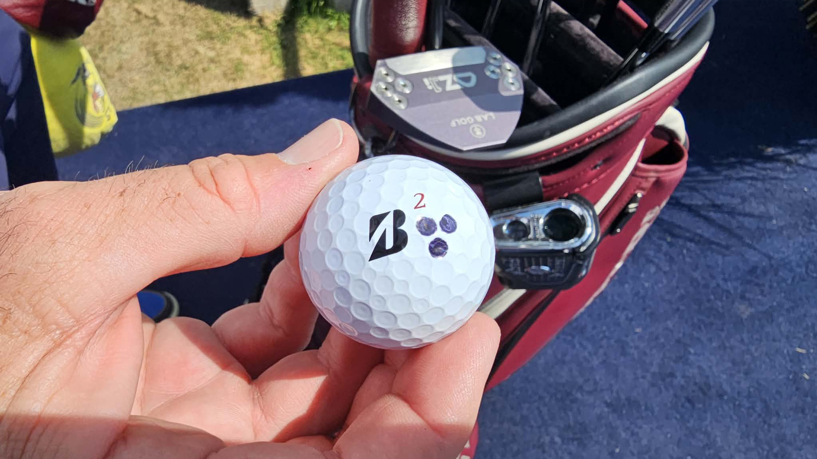A picture of the golf ball used by Lucas Herbert