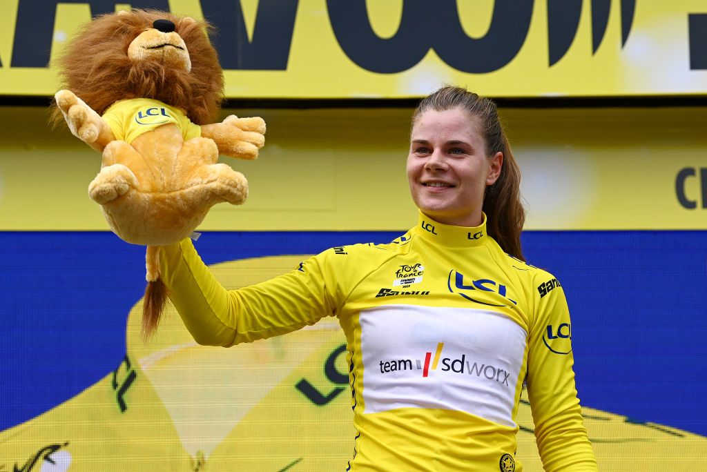 Lotte Kopecky took the first Tour de France Femmes yellow jersey