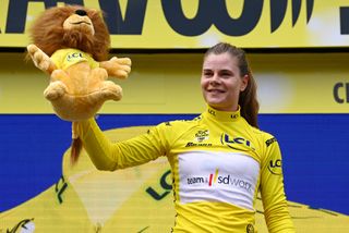 Lotte Kopecky took the first Tour de France Femmes yellow jersey