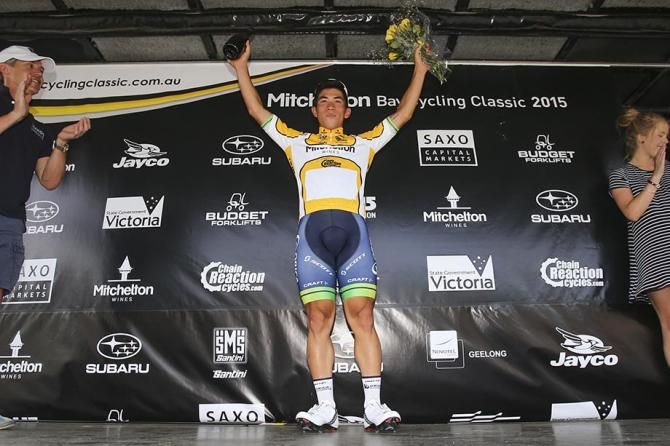 Caleb Ewan on the podium