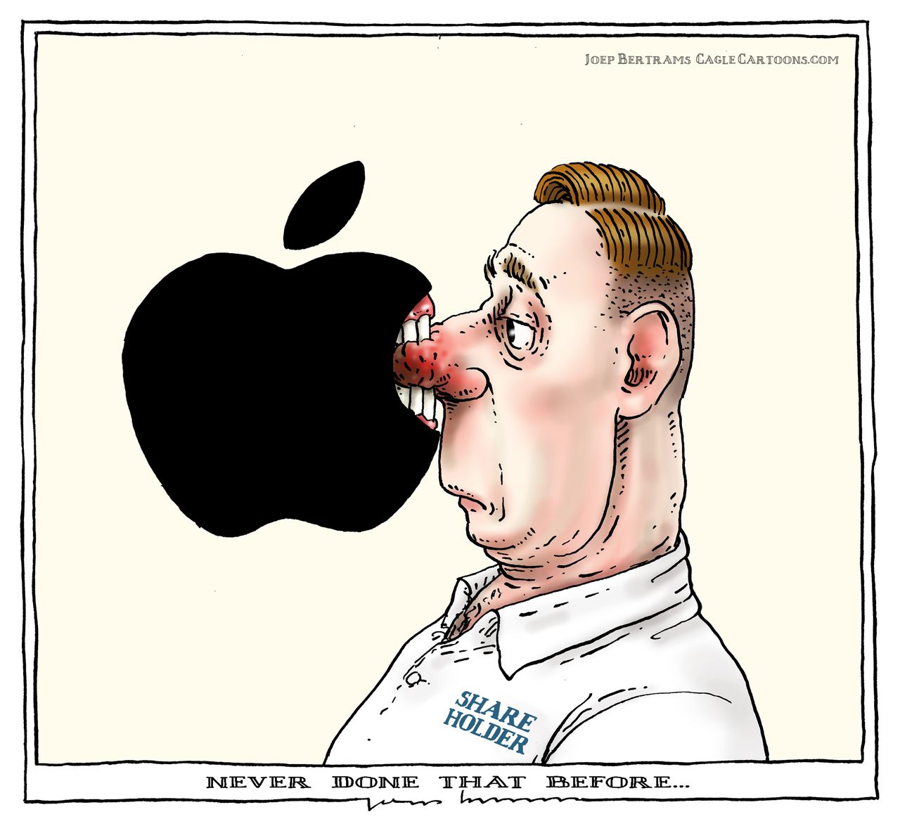 Editorial cartoon U.S. Apple stock price shareholders