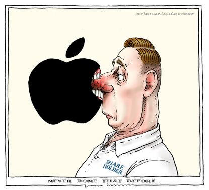 Editorial cartoon U.S. Apple stock price shareholders
