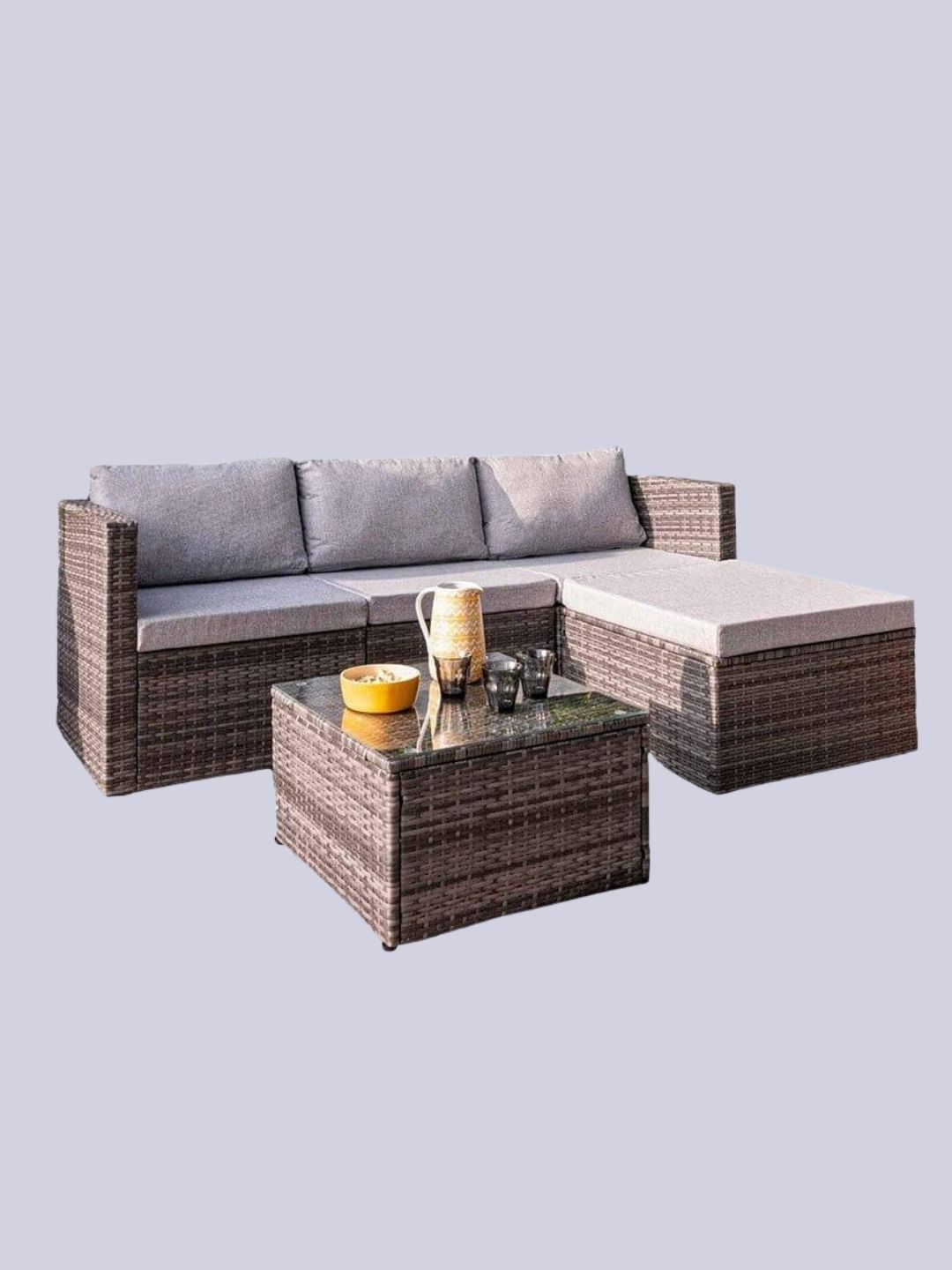 Laura James, Weston 4 Seater Rattan Corner Sofa Set - Grey Weave