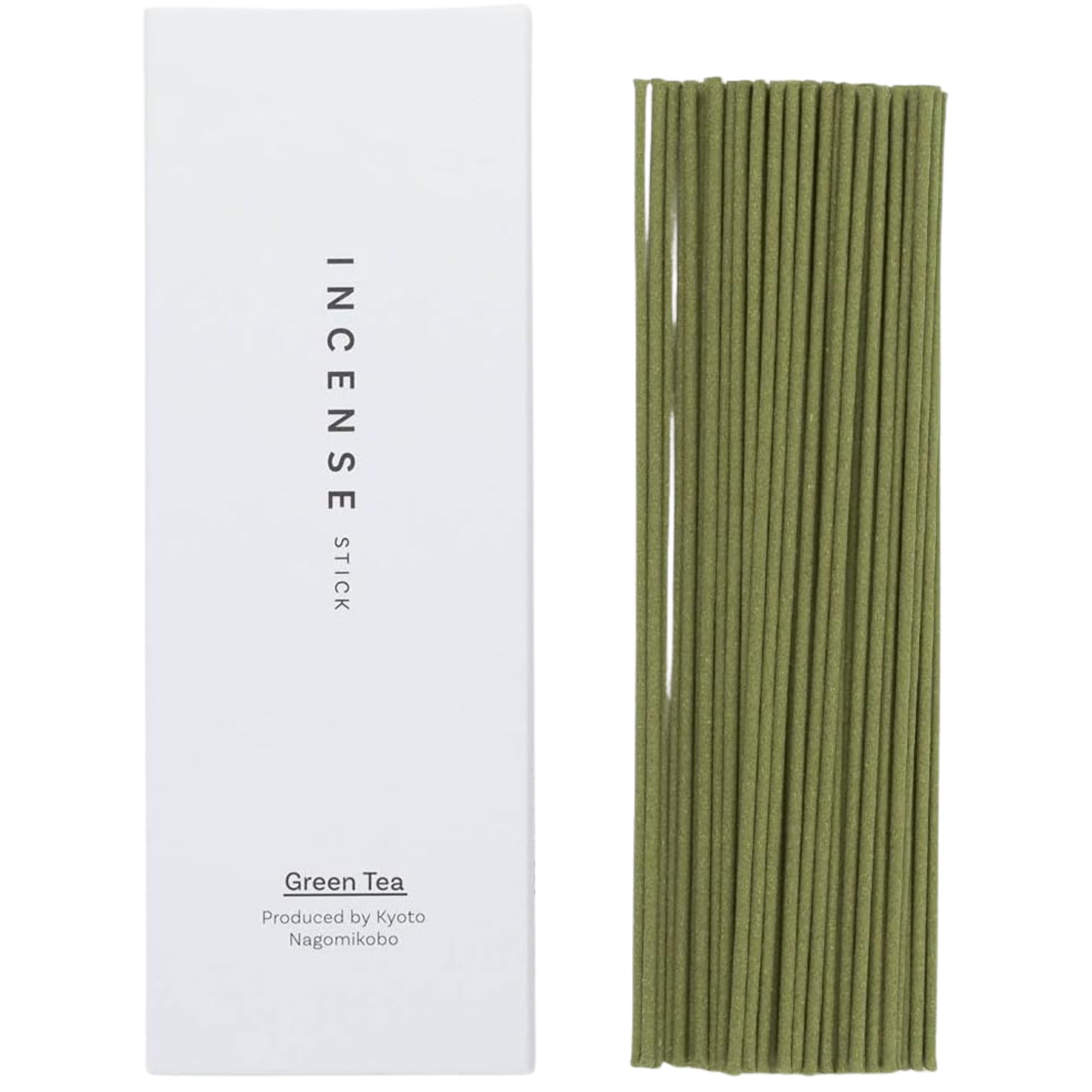 Green tea incense sticks and white box