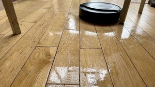 Wooden floor soaking wet after mopping with iRobot Roomba Combo 10 Max