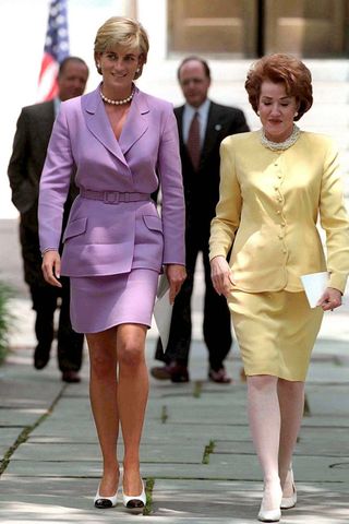 Princess Diana wears a purple skirt suit in 1997