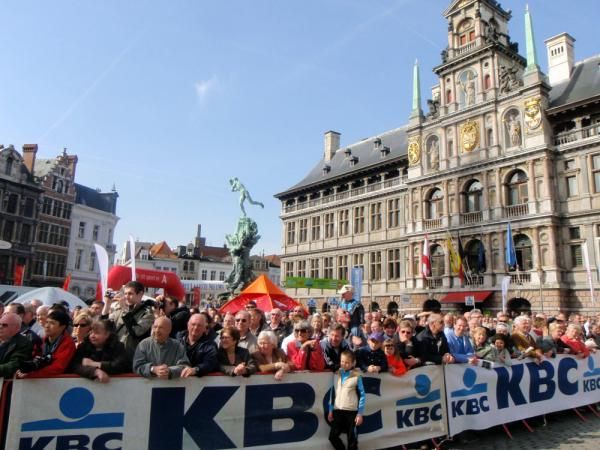 The crowd outside Antwerp's town hall