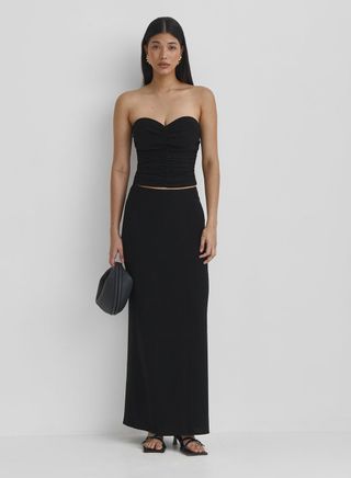 Black Linen Maxi Skirt- Nikaya