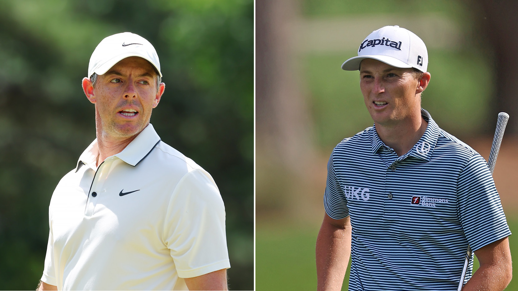 (left) Rory McIlroy and Will Zalatoris (right) headshots