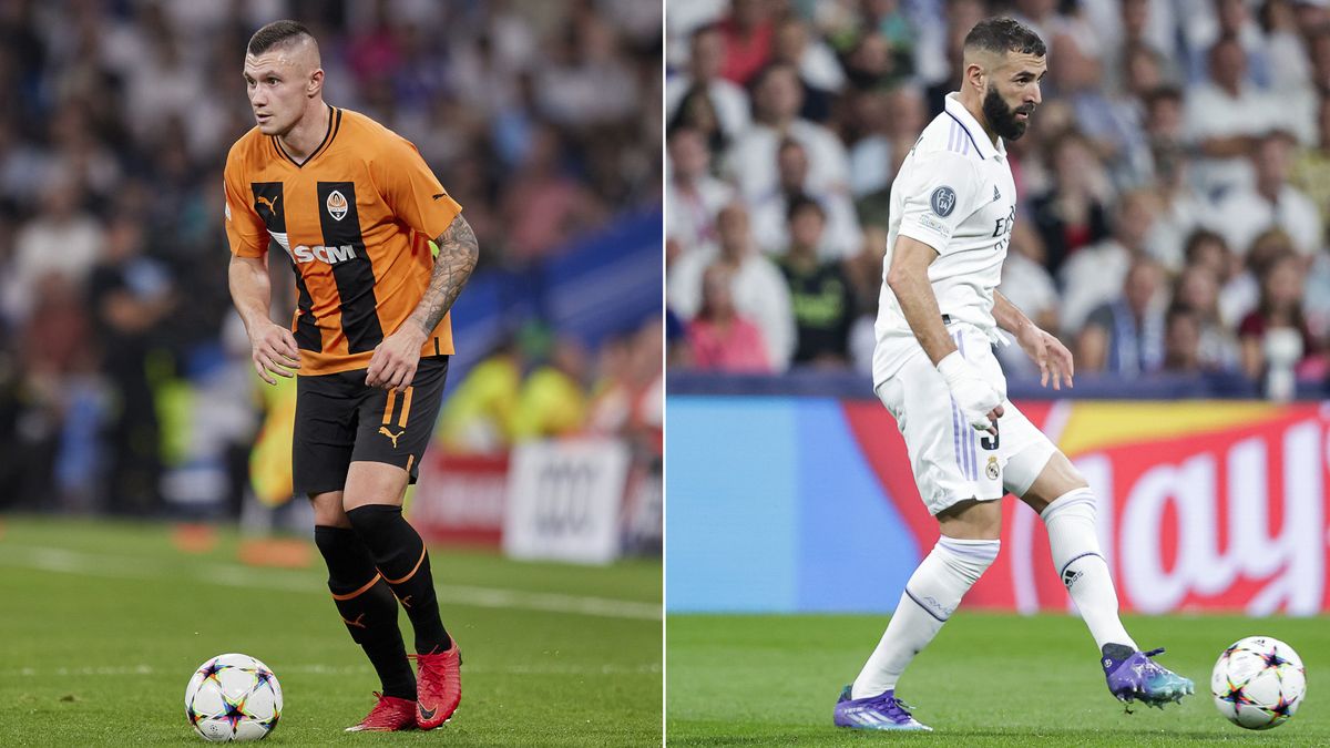 Composite image of Oleksandr Zubkov and Karim Benzema ahead of Shakhtar Donetsk vs Real Madrid