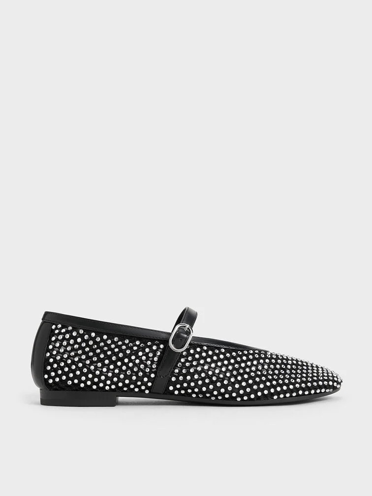 Charles &amp;amp; Keith, Maggie Mesh Crystal-Embellished Mary Janes