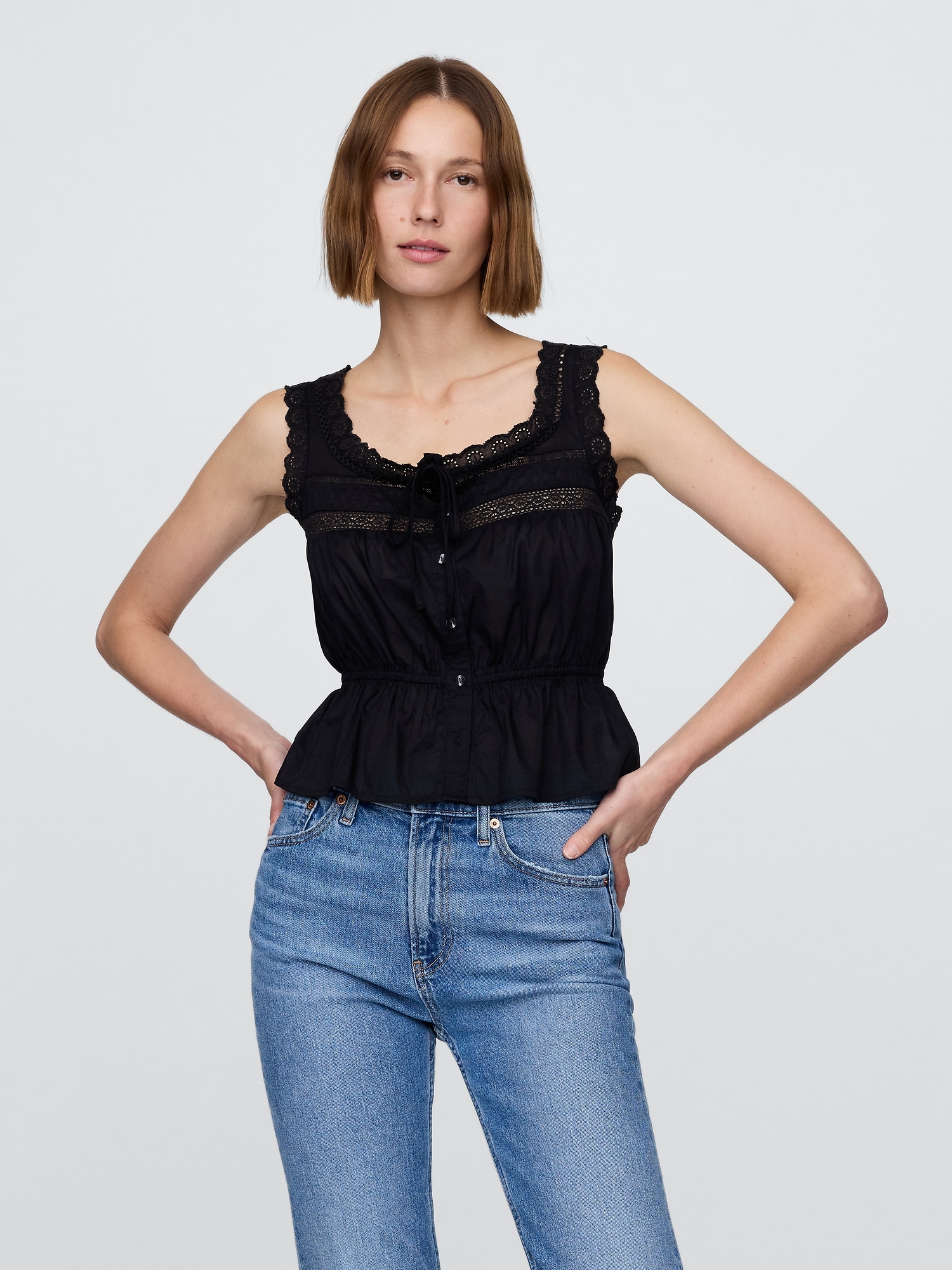 Gap Lace-Trim Peplum Top
