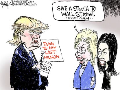 Political cartoon U.S. Hillary Clinton campaign speeches