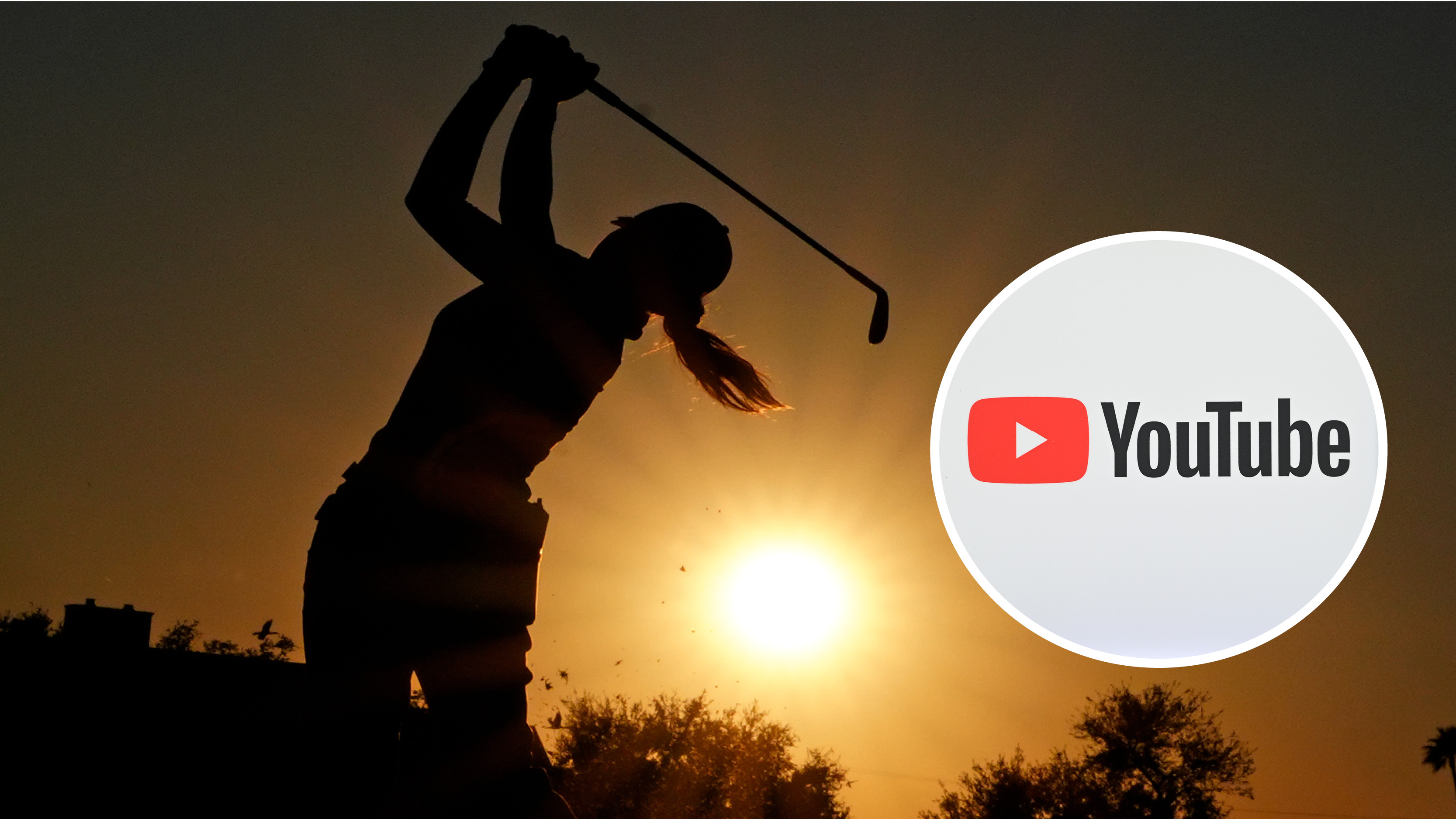 Female golfer and YouTube logo 