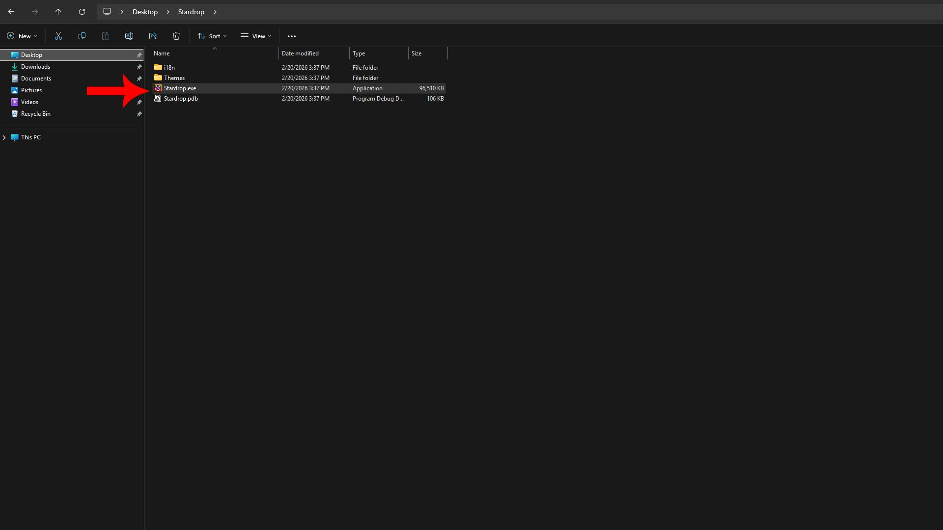 The Stardrop mod manager file contents unzipped and in file explorer