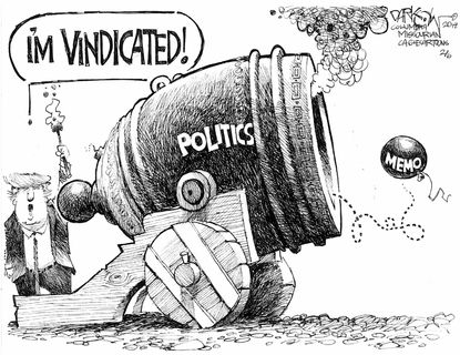 Political cartoon U.S. Trump vindicated Nunes memo dud
