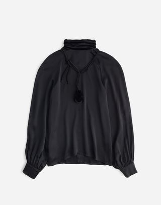 Madewell x Reluxe Fashion, gebrauchte Seidenbluse mit Stehkragen und Stickerei