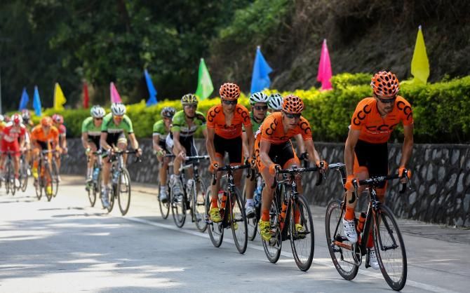 he CCC Polsat team controlled the race in the hills