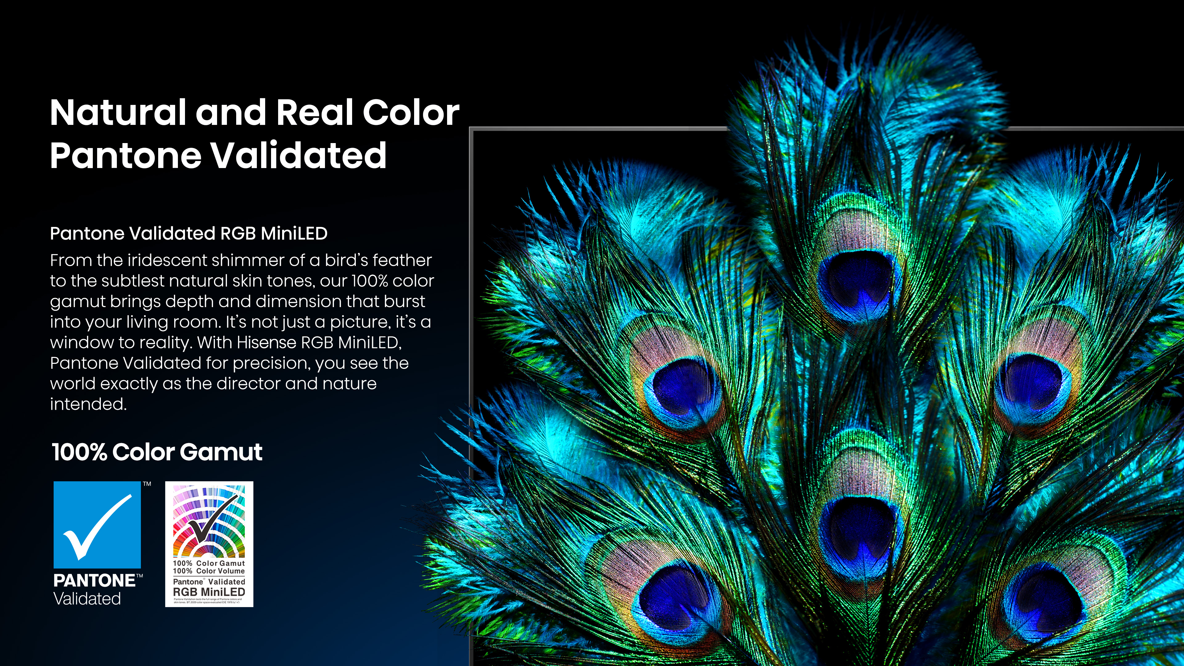 A banner explaining Natural and Real Color, Pantone Validated