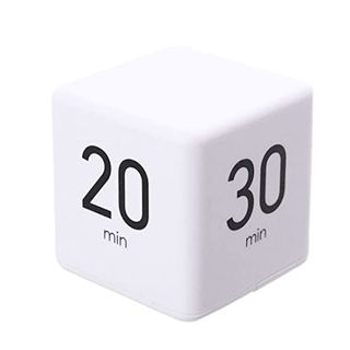 Cube Timer Pomodoro Timer Minutes Kitchen Timer for Time Management 15-60 Minutes White (no Battery), Cube Timer