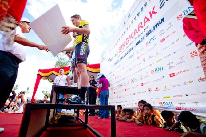 The Stage 5 podium at the Tour de Singkarak