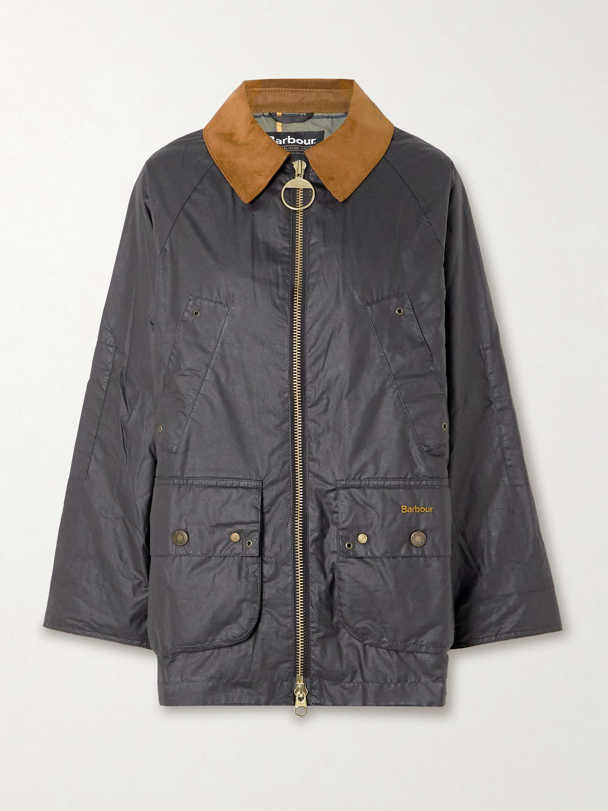 Raelynn Corduroy-Trimmed Waxed-Cotton Jacket