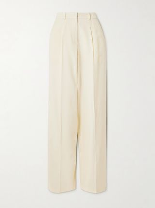 Pleated Wool and Silk-Blend Cady Straight-Leg Pants