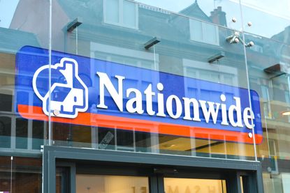Nationwide Building Society store sign on building exterior, store frontage