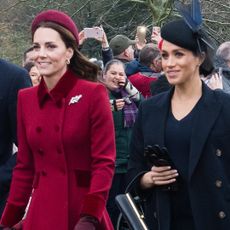 Prince William, Kate Middleton, Meghan Markle, and Prince Harry on the Sandringham estate on December 25, 2018.