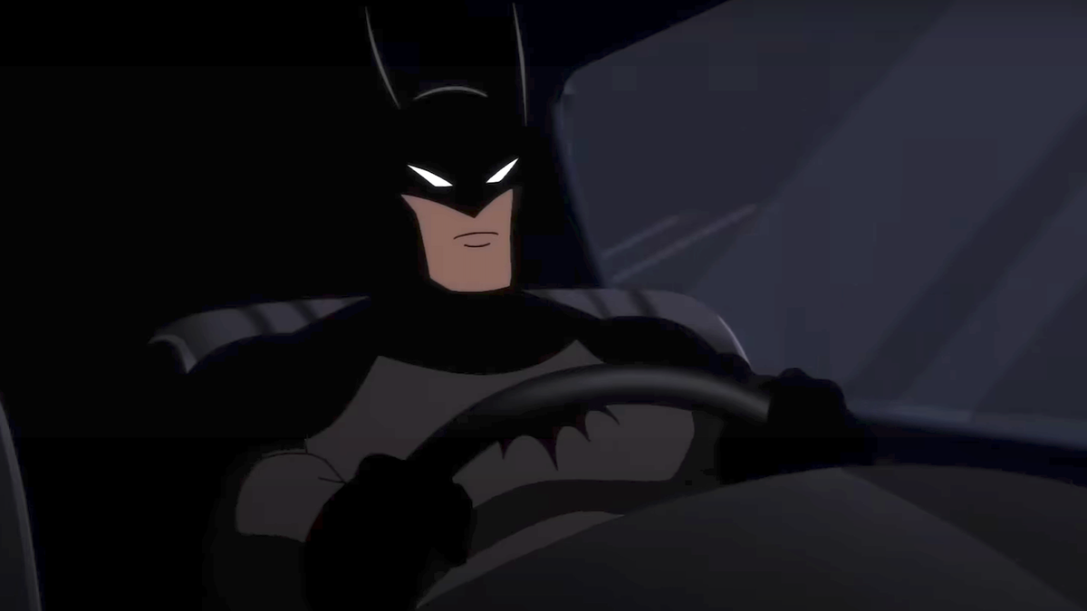 Batman: Caped Crusader screenshot of Batman driving batmobile