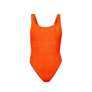 Hunza G Square-neck seersucker-weave swimsuit