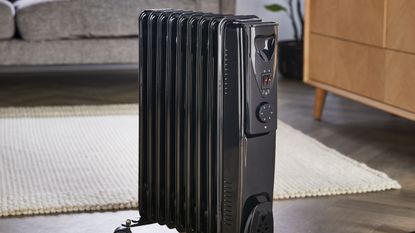 Aldi oil-filled radiator in living room