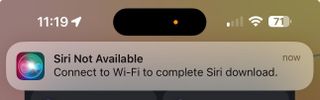 A screenshot of Siri not working in iOS 18.1