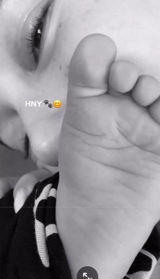 Hailey Bieber shares a rare picture of son Jack Blues on her Instagram Story.