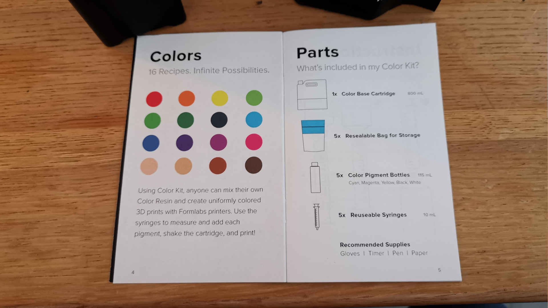 A booklet on how to create custom color resin for the Formlabs Form 3