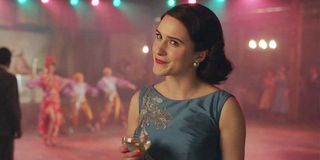 rachel Brosnahan in blue dress in The Marvelous Mrs. Maisel Season 2