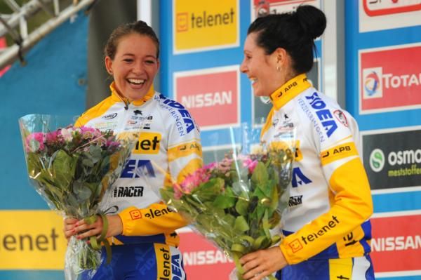 Telenet-Fidea scored two podium places with Sophie de Boer, left, and Nikki Harris but missed out on the win