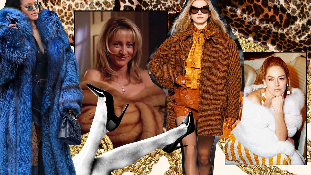 Future graphic of the mob wife aesthetic faux fur coats carmela soprano 