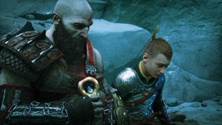 God of War Ragnarok Kratos and Atreus sitting
