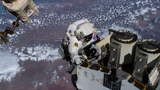 NASA astronaut Josh Cassada during a spacewalk.