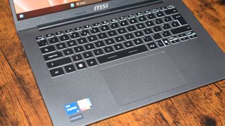 The keyboard and trackpad on the MSI Modern 14