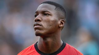 Arsenal-linked Brighton & Hove Albion midfielder Moises Caicedo lines up ahead of the Premier League match between Manchester City and Brighton & Hove Albion on 22 October, 2022 at the Etihad Stadium in Manchester, United Kingdom.