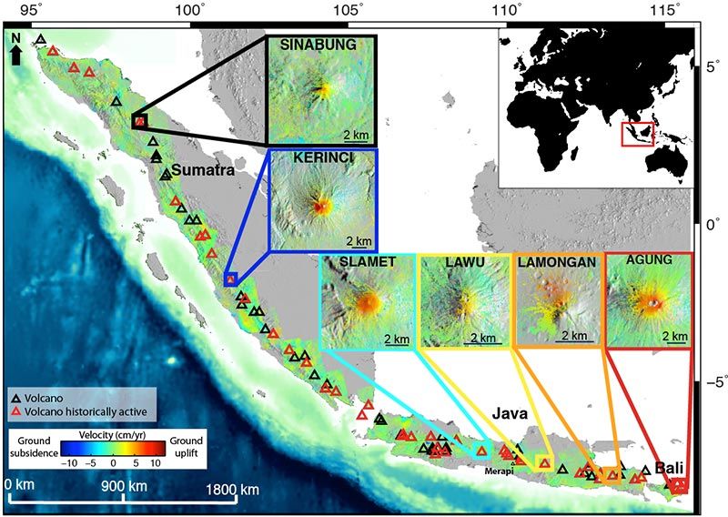 ground velocity map of the west Sunda volcanic region, Indonesia