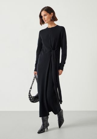 Tilly Tie Waist Merino Wool Midi Dress