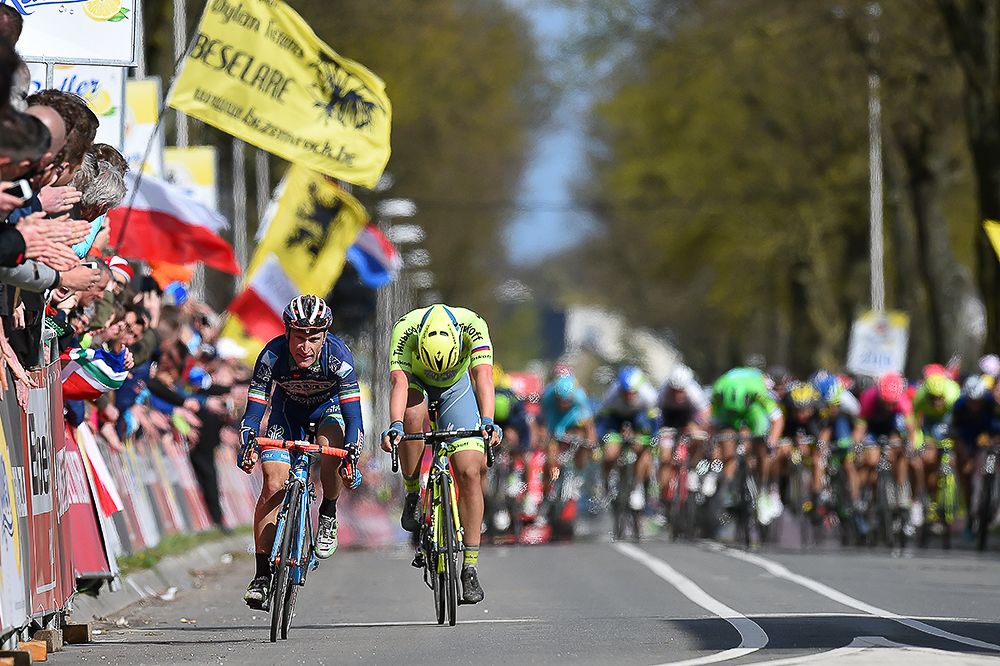 Enrico Gasparotto celebrates winning the 2016 Amstel Gold Race