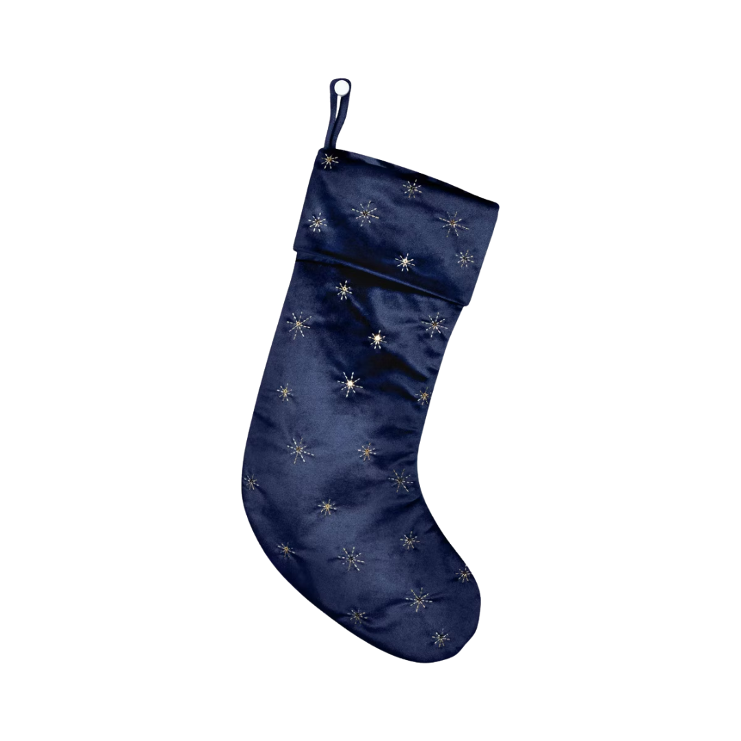 21u0026#34; Christmas Gold Starburst Velvet Stocking Navy - Wondershopu0026#8482;
